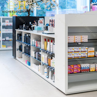 Conception de comptoir de pharmacie, étagères murales durables personnalisées pour pharmacie, mobilier d'exposition pour magasin médical