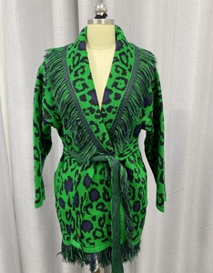 Thời trang mùa đông dài tay áo Thả Vai quá khổ báo Jacquard Bohemian tua Áo len <span class=keywords><strong>cardigan</strong></span> phụ nữ - Product Image 6