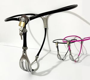 Ceinture de chasteté réglable en acier inoxydable, noir et rose, culotte invisible, dispositif verrouillable, sous-vêtements bondage, slips 100% jouets sexuels - Product Image 1