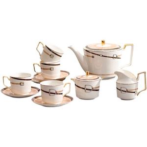 Vente flash : Service à café et à thé en porcelaine, 11 pièces, style royal européen, décoration de salon - Product Image 4