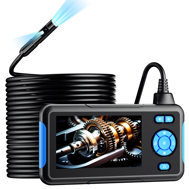 Endoscope Camera Light Dual-Lens 1080P Industrial Borescope 8-LED 4.3'' Inspection Snake Camera 16.4FT Semi-Rigid IP67