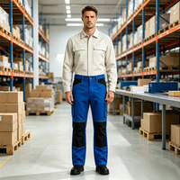 Pantalon de travail cargo multi-poches personnalisé OEM, avec blocs de couleur et genoux renforcés, vêtement de sécurité pour la construction et l'industrie