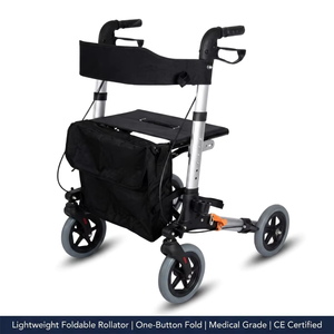 Déambulateur pliable à un bouton, léger, en aluminium, avec sac de rangement, pour personnes âgées handicapées, aide à la mobilité - Product Image 1