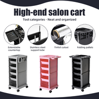 Traditional Beauty Salon Cart Durable Wheels Black Plastic <strong>Trolley</strong>