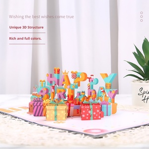 การ์ดป๊อปอัพสีชมพู3D 3D ป๊อปอัพสุขสันต์วันเกิดการ์ดอวยพรวันเกิดสำหรับวันครบรอบแต่งงานวันเกิด - Product Image 2