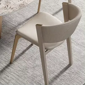 Роскошный домашний ресторан в скандинавском стиле минималистский кожаный обеденный стул высокого класса cc стул спинка стулья для переговоров