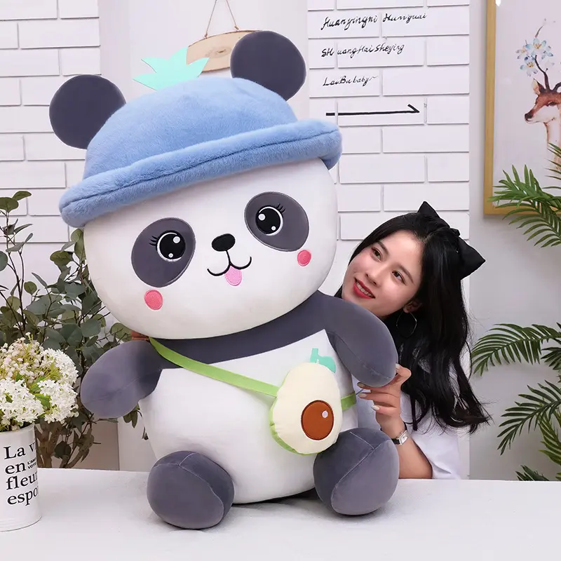 2023 Kids Toy Stuffed Plush Animal Cute Panda Small soft Cuddle Toys Custom Plush Panda Doll With Hat