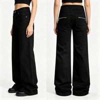 Jeans Baggy à Jambes Larges sur Mesure pour Hommes, Poches Surdimensionnées, Fermeture Éclair, Coupe Slim, Streetwear, Denim Japonais Selvedge Noir