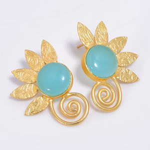 Handmade 14k Gold Plated Brass Gemstone Earrings Manufacturer Brass Gemstone Fashion Jewelry Custom Brass Jewelry Exporter - Product Image 4