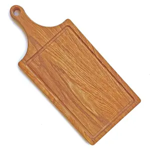 Tagliere per bistecche in legno per la casa all'ingrosso personalizzato con serbatoio di succo tagliere in legno di formaggio vegetale di quercia grande