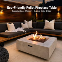 Table de foyer extérieur à granulés écologique en pierre, chauffage autonome pour patio, jardin, terrasse, soirées chaleureuses