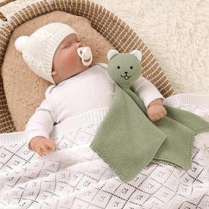 Manta de algodón suave para bebé, con diseño de conejo y oso, tejida, cálida, para calmar a bebés recién nacidos, niños y niñas, para dormir cómodamente a diario. - Product Image 3