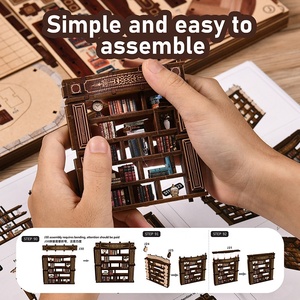 Bộ đồ chơi gỗ tự làm kiểu mới 2025, mô hình nhà thu nhỏ <span class=keywords><strong>3D</strong></span>, bộ đồ chơi gỗ có đèn LED - Product Image 3