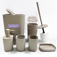 Blanc gris noir beige moderne 6 pièces en plastique ensemble de salle de bain décor à la maison ensembles de salle de bain pour hôtel