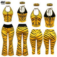 Nouvel ensemble de vêtements de yoga Y2K pour femme, motif guépard coloré, collection Printemps-Été 2026 : haut licou et legging capri