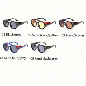 Gafas de Sol Redondas de Metal con Protección UV400, Estilo Steampunk, con Logotipo Personalizado al por Mayor, de Cuero Vintage - Product Image 3