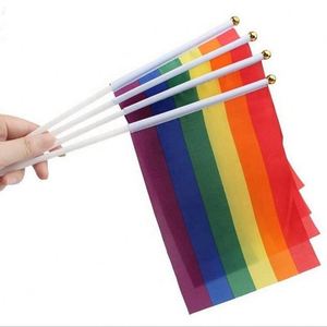 Drapeau de la fierté gay Aroace aromantique et asexuel en polyester 14*21cm, drapeaux à main avec bâton en plastique, publicité promotionnelle - Product Image 2
