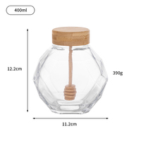 Bocal en verre facetté, forme élégante multi-facettes, parfait pour le miel, les cornichons et la cuisine domestique