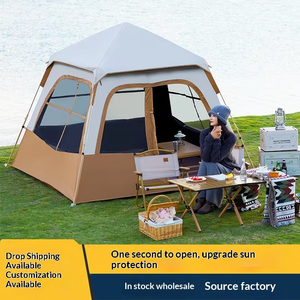 Outdoor Portable Folding <strong>Camping</strong> <strong>Tent</strong> Double-Layer Rainproof Shelter <strong>Tent</strong> With Oxford Cloth All-Season Use - Product Image 3