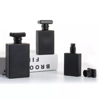 Flacon de parfum en verre vaporisateur de luxe, vide, couleur noire, rectangle, diffuseur d'huiles, récipient cosmétique, rechargeable, emballage de parfum