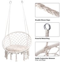 Chaise à bascule en macramé ronde, balançoire en corde de coton, en macramé, facile à transporter, pour jardin, patio, offre spéciale