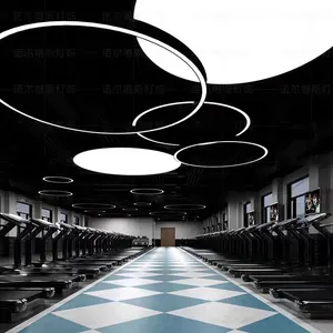 Modern Circle Hanging Lamp Ring Lighting Commercial Pendant Light Round Led Chandeliers For Gym Supermarkets