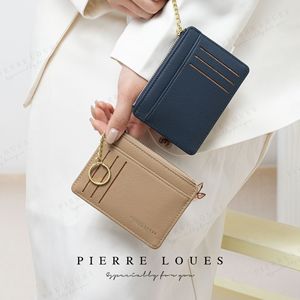 Porte-cartes mini Pierre Loues rose avec fermeture éclair et porte-clés pour femme, usage quotidien - Product Image 4