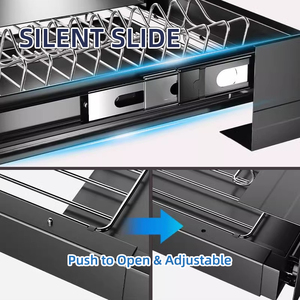 Organisateur de placard de cuisine extensible robuste avec tiroir <span class=keywords><strong>coulissant</strong></span> et <span class=keywords><strong>plateau</strong></span> anti-gouttes à glissement fluide - Product Image 4
