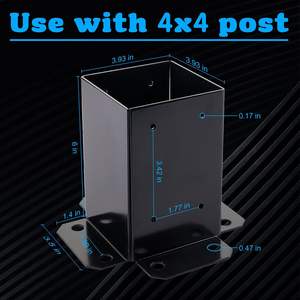 पोस्ट एंकर बेस हेवी ड्यूटी पाउडर कोटेड पोस्ट सपोर्ट ब्रैकेट, मोटी लकड़ी की बाड़ पोस्ट डेकिंग, मेलबॉक्स माउंट और आँगन कवर - Product Image 2