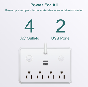 Multiprise électrique américaine LD-4 110V 10A 2000W avec lampe LED et support pour téléphone portable, 2 ports USB-A et 3 prises AC - Product Image 6