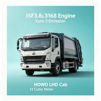Camion Compacteur de Déchets HOWO 12m³ Cummins ISF3.8 168HP Empattement 4500mm Essieu Arrière 8T Double Pneu Véhicule de Collecte des Déchets Urbains