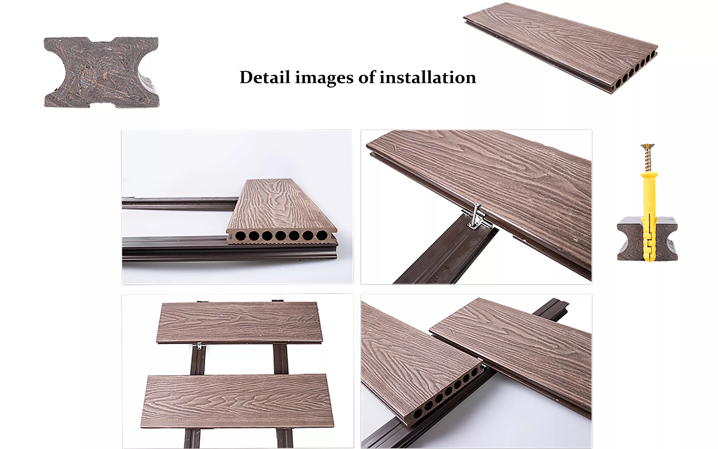 Wood Floor 3D Embossing Texture WPC Decking Composite Deck Floor Waterproof