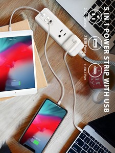 One Beat US Ultra Flat Plug Power Strip 2 prises 3 ports USB (1 USB C) Compact pour Travel & Crusie & Home Travel Adapter - Product Image 5