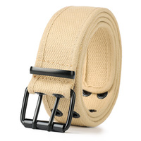 Ceinture en coton à double rangée ajustable pour hommes Ceinture tactique d'extérieur Ceinture de sport à la taille Sangle en coton tissé