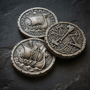 Monete Commemorative Rotanti Grandi e Piccole in Metallo Anticato, Ottone, Argento, Oro, Lega di Zinco, Acciaio Inossidabile - Product Image 1