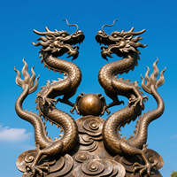 Grande Statue de Dragon Chinois en Bronze Personnalisé Métal Sculpté Coulé Style Traditionnel Décoration de Jardin Extérieur