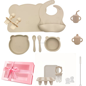 First Bites - Set de Alimentación para Bebés de 12 Piezas de Silicona LSR, Suministros para la Alimentación Complementaria, Babero No Tóxico, Cucharas, Vaso de Entrenamiento Antiderrames - Product Image 1
