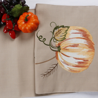 OWENIE – nappe personnalisée en coton et lin pour l'automne et l'automne, motif de feuilles vertes et de citrouille