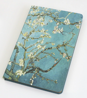 Carnet à couverture rigide A5 avec papier ligné, design de reliure thermique à ouverture plate, inspiré de la célèbre peinture Nuit étoilée de Vincent van Gogh