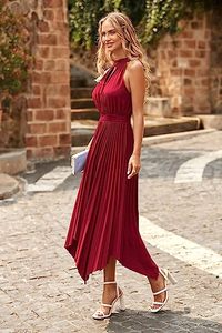 Popular Chiffon Pleated Skirt High Collar Sleeveless Clothing Loose Long <strong>Floaty</strong> Women Casual <strong>Dress</strong> <strong>Summer</strong> Sexy Chic Casual <strong>Dress</strong> - Product Image 4