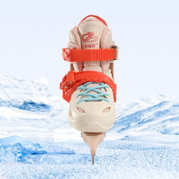 Patins à glace réglables Chaussures de patinage sur glace pour enfants Patins à lacets de hockey Rembourrage doux et soutien de la cheville renforcé avec 4 tailles