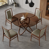 Ensemble de table à manger extensible au design moderne Table à manger simple avec pieds en verre trempé et en bois massif Caractéristiques extensibles