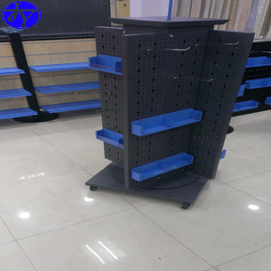 Estante de exhibición de supermercado Flexible metálico de cuatro lados con ruedas de un solo lado perforadas de Servicio Ligero Acceso conveniente - Product Image 5