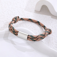 Bracelet en corde tressée faite à la main Bracelet de couple en acier inoxydable coloré simple pour femmes hommes