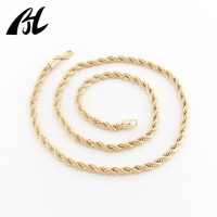 Chaîne Cordon Torsadée Épaisse Homme, Vente en Gros, Ne Ternit Pas, Étanche, Plaqué Or 14k 18k, 2.5mm 5mm 8mm