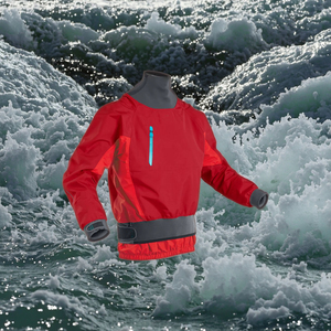 Personalizado <span class=keywords><strong>Kayak</strong></span> Dry Top Whitewater Sailing Drysuit Top Jacket Canotaje Chaqueta impermeable con cuello de neopreno - Product Image 1