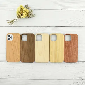 Casing ponsel TPU kayu ramah lingkungan, penutup telepon seluler tahan guncangan untuk iPhone 11 12 13 14 15 Mini Pro Max