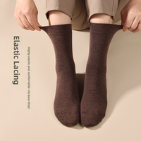 Chaussettes thermiques mi-mollet en mélange de laine, sans couture, à aiguille simple, générant de la chaleur, anti-odeur et antibactériennes pour l'hiver
