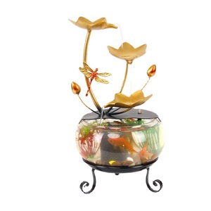 Pecera de cristal creativa con fuente de agua corriente, forma redonda, funcionamiento automático, para escritorio, sala de estar, entrada, mueble de TV - Product Image 5