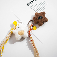 Porte-clés Léger en Peluche Étoile Ours en Peluche Frangé, Accessoire de Sac Dessin Animé Mignon pour Couple